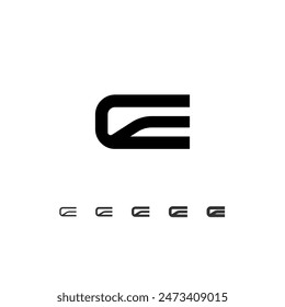 Technical wide font, digital cyber alphabet, set of five different thicknesses of the trendy modern letter set E (light, thin, regular, medium, bold, thick), vector illustration 10EPS