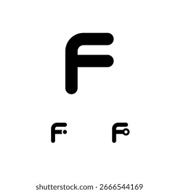 Fuente ancha técnica, alfabeto cibernético digital, conjunto de tres diferentes del moderno conjunto de letras en negrita F, Ilustración vectorial 10EPS