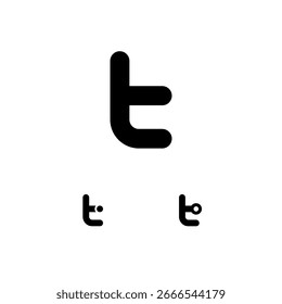 Technical wide font, digital cyber alphabet, set of three different of the trendy modern bold letter set T, vector illustration 10EPS