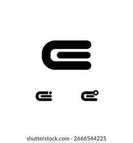 Technical wide font, digital cyber alphabet, set of three different of the trendy modern bold letter set E, vector illustration 10EPS