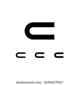 Technical wide letter set C, digital cyber alphabet, set of three different of the trendy modern font, vector illustration 10EPS