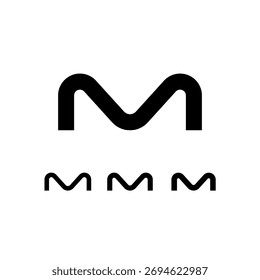 Technical wide letter set M, digital cyber alphabet, set of three different of the trendy modern font, vector illustration 10EPS