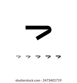 Technical wide mathematical sign, digital cyber alphabet, set of five different thicknesses of the trendy modern number set 7 (light, thin, regular, medium, bold, thick), vector illustration 10EPS