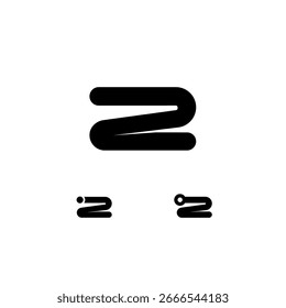 Technisch breites mathematisches Zeichen, digitale Cyber-Zahl zwei, Satz von drei verschiedenen der trendigen modernen fett Zahl Satz 2, Vektorgrafik 10EPS