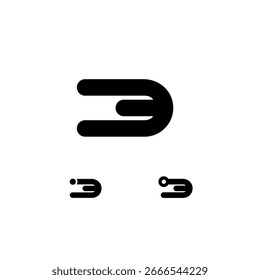 Signo matemático ancho técnico, número cibernético digital tres, conjunto de tres diferentes del moderno conjunto de números en negrita 3, Ilustración vectorial 10EPS
