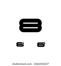 Sinal matemático largo técnico, numeral digital cibernético oito, conjunto de três diferentes do moderno conjunto de números em negrito moderno na moda 8, ilustração vetorial 10EPS
