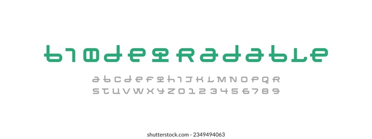 Technical wide thick future font, digital alphabet, cyber bold letters from A to Z and numbers from 0 to 9 for interface design, vector illustration 10EPS