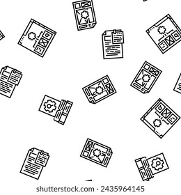 technical writer doc vector seamless pattern thin line illustration