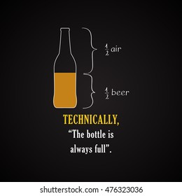 Technically, the bottle is always full. - funny inscription template