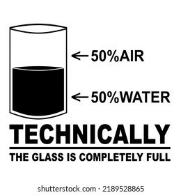 Technically The Glass is Completely Full a vector design for printing on various surfaces like t shirt, mug etc. 