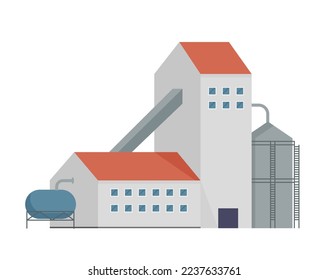 Technically productive building. Industrial factory, urbar enterprise warehouse vector illustration