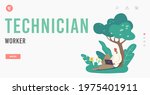 Technichan Worker Landing Page Template. Indian Farmer Character in Traditional Dress Relax on Field Sitting under Tree with Laptop in Hands. Rural Man with Modern Device. Cartoon Vector Illustration