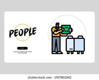 The technician avatar on an occupation-themed white background is perfect for learning materials and visual illustration on digital products