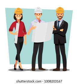 Technician and builders and engineers and mechanics and Construction Worker People teamwork ,Vector illustration cartoon character.