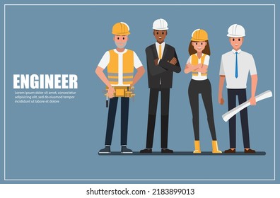 Technician and builders and engineers and mechanics and Construction Worker People teamwork ,Vector illustration cartoon character.