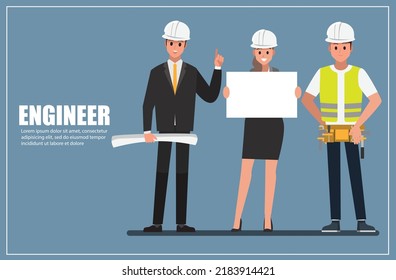 Technician and builders and engineers and mechanics and Construction Worker People teamwork ,Vector illustration cartoon character.