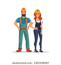Technician and builders and engineers and mechanics and Construction Worker People teamwork ,Vector illustration cartoon character. 963