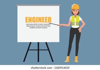 Technician and builders and engineers and mechanics and Constructionpresent present text  ,Vector illustration cartoon character.