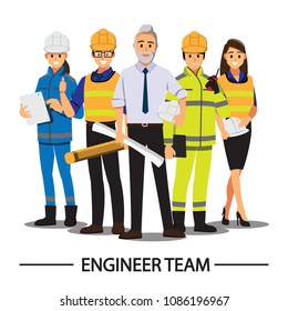 Technician and builders and engineers and mechanics People teamwork ,Vector illustration cartoon character.