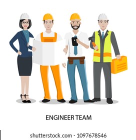 Technician and builders and engineers and mechanics People teamwork ,Vector illustration cartoon character.