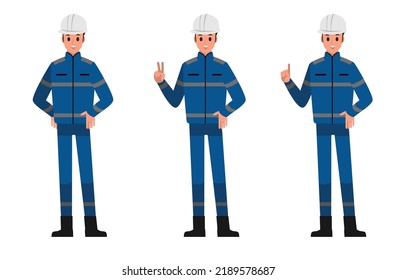 Equipo técnico y de constructores e ingenieros y mecánicos, personaje de dibujos animados de ilustraciones vectoriales.