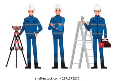 Technician and builders and engineers and mechanics set ,Vector illustration cartoon character.