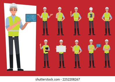 Technician and builders and engineers and mechanics set ,Vector illustration cartoon character.