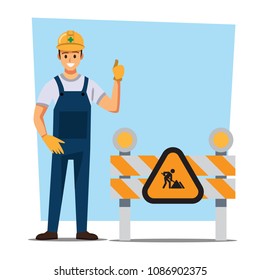 Technician And Builders And Engineers And Mechanics Under Construction ,Vector Illustration Cartoon Character.