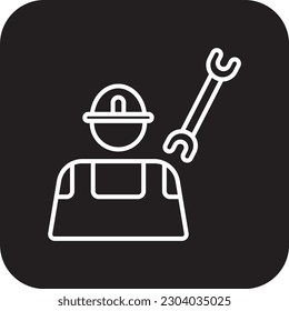 Technician Business people icon with black filled line style. maintenance, engineer, service, worker, man, tool, engineering. Vector illustration