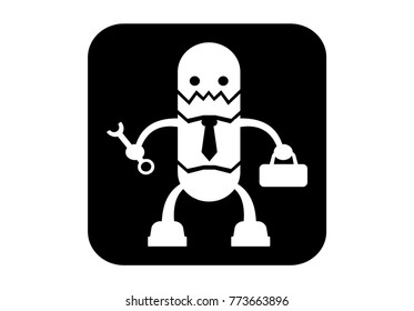 technician capsule character mascot black and white
