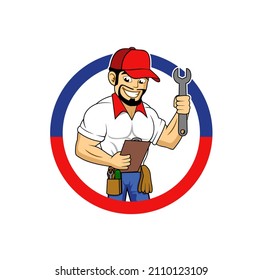 Technician character logo design illustration vector eps format , suitable for your design needs, logo, illustration, animation, etc.