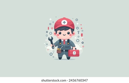 Technician character,Simple style vector illustration,mechanic cartoon,Professional automotive mechanic