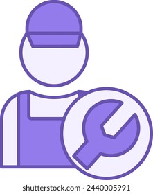 Technician Color Icon. Vector icon of auto mechanic and wrench. Car service concept