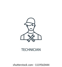 Technician Concept Line Icon. Simple Element Illustration. Technician Concept Outline Symbol Design From Car Service Set. Can Be Used For Web And Mobile UI/UX