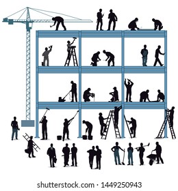 Technician and craftsman in building a house