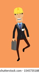 Technician Engineer Worker - Cheerful Face with Holding Suitcase