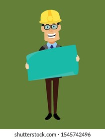 Technician Engineer Worker - Holding a Paper Banner