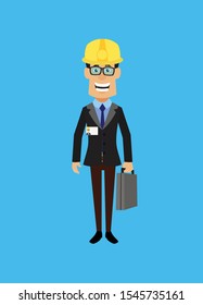 Technician Engineer Worker - Holding a Suitcase and ready to go Illustration