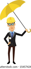 Technician Engineer Worker - Standing with Umbrella