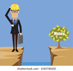 Technician Engineer Worker - Thinking How to Reach Close to Money Plant