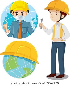 Technician and engineers collection illustration