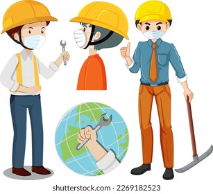Technician and engineers collection illustration