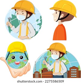 Technician and engineers collection illustration