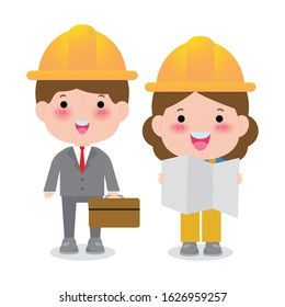 Technician engineers and mechanics vector illustration isolated on white background