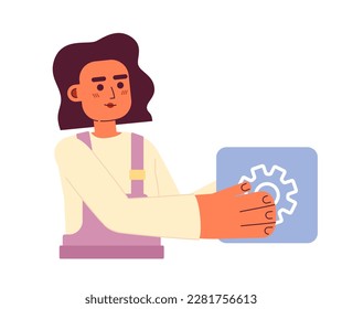 IT technician flat concept vector spot illustration. Developer engineer. Editable 2D cartoon character on white for web design. Operations management creative idea for website, mobile, magazine