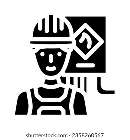 technician gas service glyph icon vector. technician gas service sign. isolated symbol illustration
