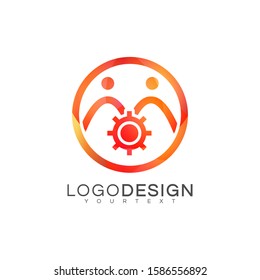 technician gradient logo vector design color full