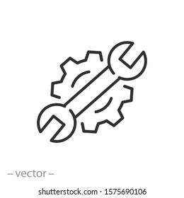 icono de ayuda del técnico, técnico de mantenimiento, servicio práctico, asistencia de calidad, símbolo web de línea delgada en fondo blanco - ilustración de vector de trazo editable eps10