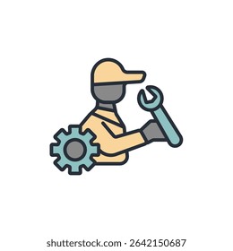 technician icon collection .design style with background