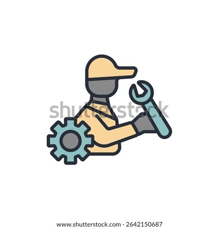technician icon collection .design style with background